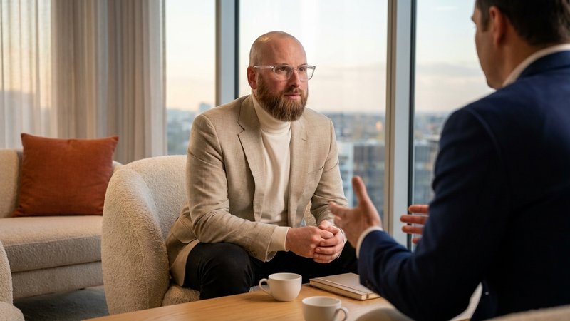 James Miller in a one-to-one executive coaching conversation